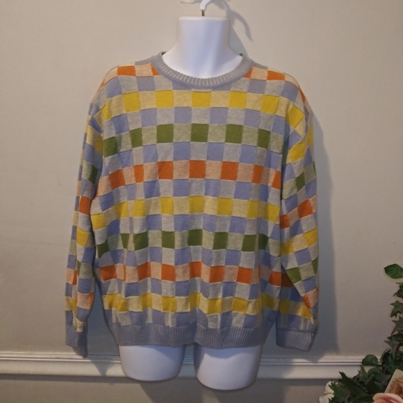 Vintage Norm Thompson 3D Textured Made In Italy Pastel Block Coogi Style Sweater - Picture 7 of 7